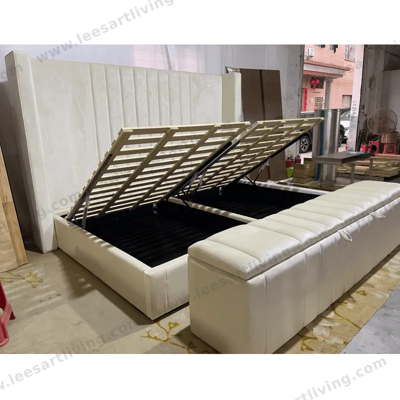 #07771  Luxury Bedroom Set Upholstered Soft Wall Panel Background Interior Decoration Custom High Big Headboard Villa Bed