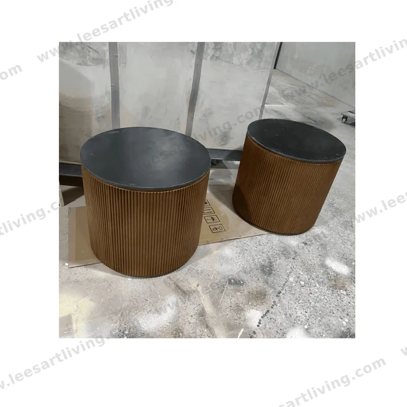 #77689 Modern Wood Stone Top Bedside Table Nightstand Side Coffee Table
