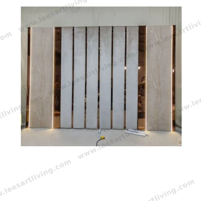 #07752 Luxury Bedroom Set Upholstered Soft Wall Panel Background Interior Decoration Custom High Big Headboard Villa Bed