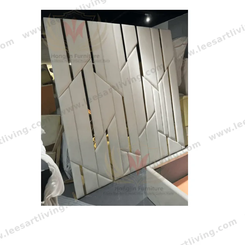#07707 Luxury Bedroom Set Upholstered Soft Wall Panel Background Interior Decoration Custom High Big Headboard Villa Bed