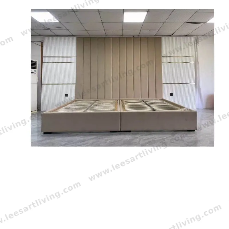#07774 Luxury Bedroom Set Upholstered Soft Wall Panel Background Interior Decoration Custom High Big Headboard Villa Bed