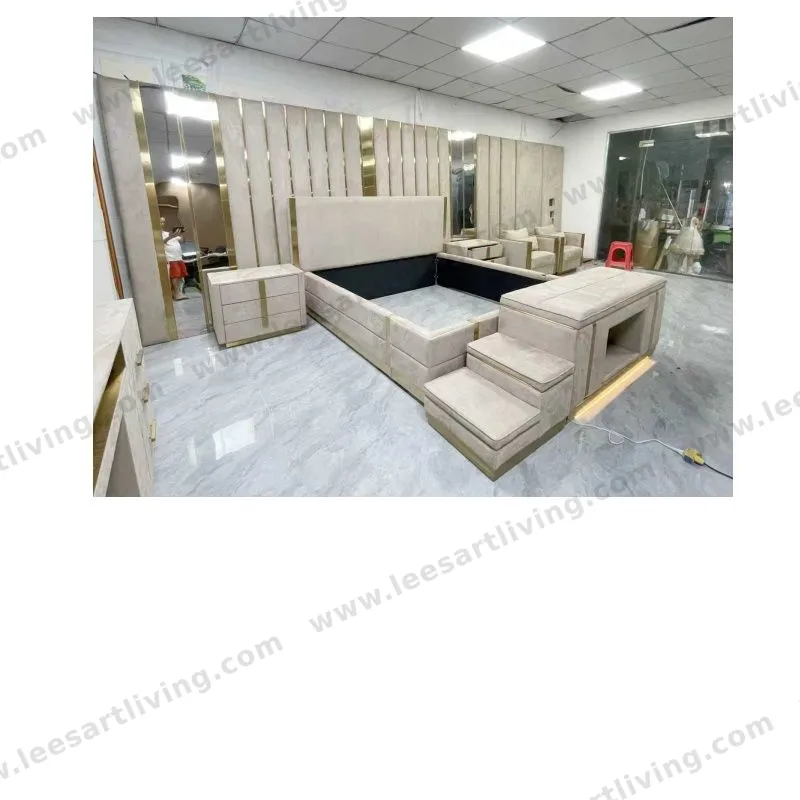 #07770  Luxury Bedroom Set Upholstered Soft Wall Panel Background Interior Decoration Custom High Big Headboard Villa Bed